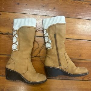 UGG Women's Brown and Cream Wedge Boots